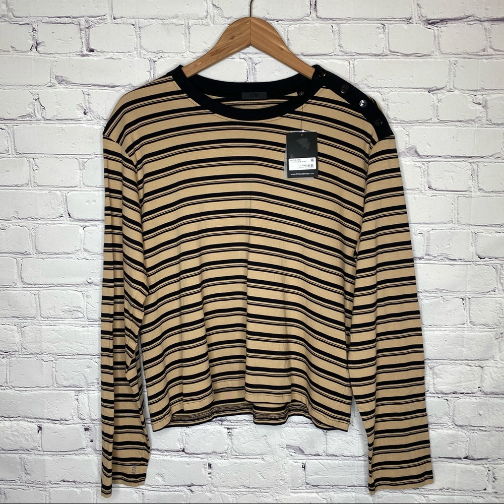 ATM Stripe Pima Cotton Long Sleeve Boy Tee - Picture 2 of 10